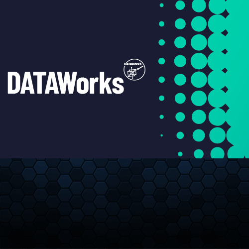 DATAWorks logo on blue and turquoise background 