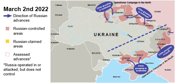 Map of first week of Ukraine invasion