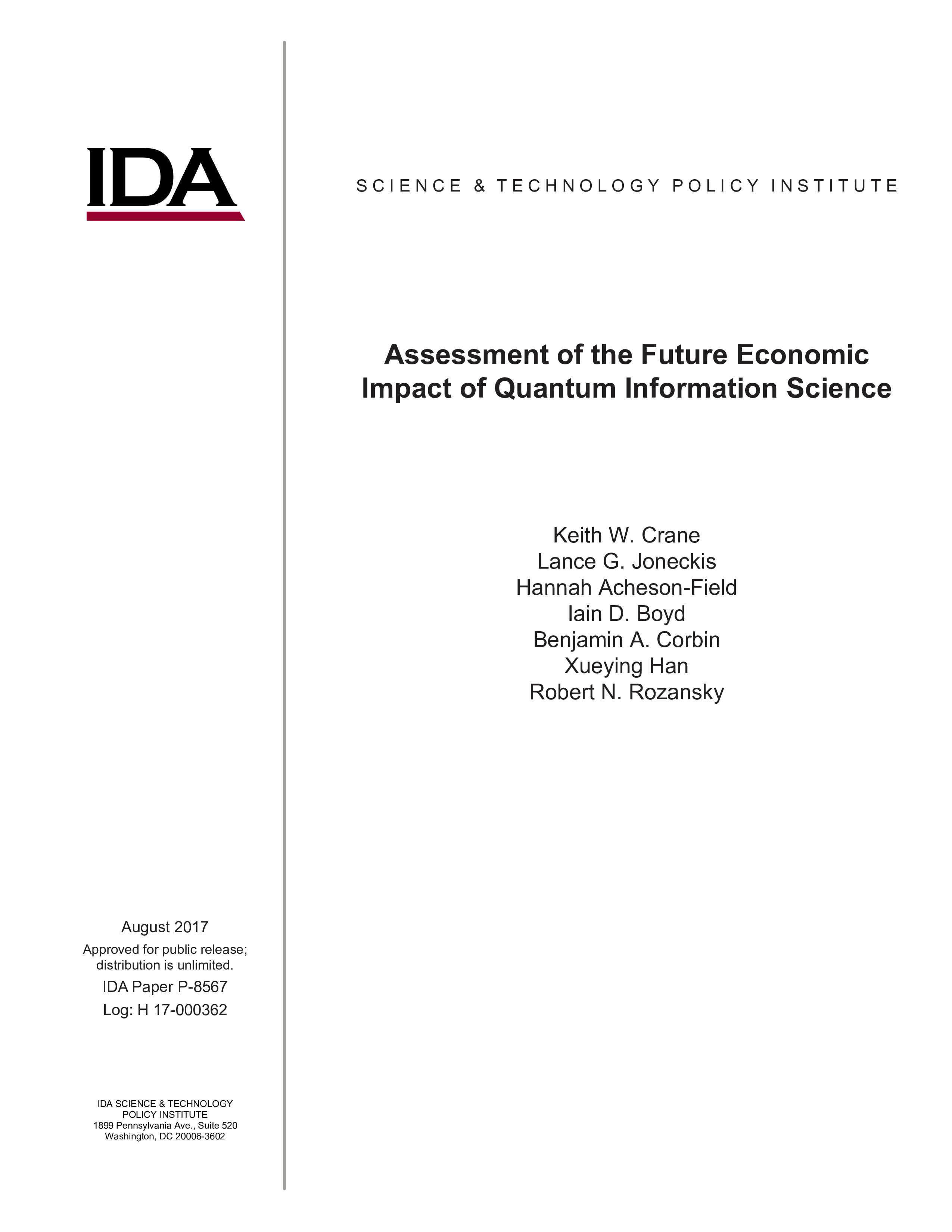 Assessment of the Future Economic Impact of Quantum Information Science