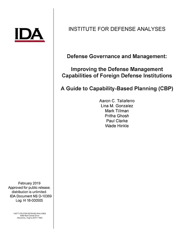 cover, Defense Governance and Management: Improving the Defense Management Capabilities of Foreign Defense Institutions