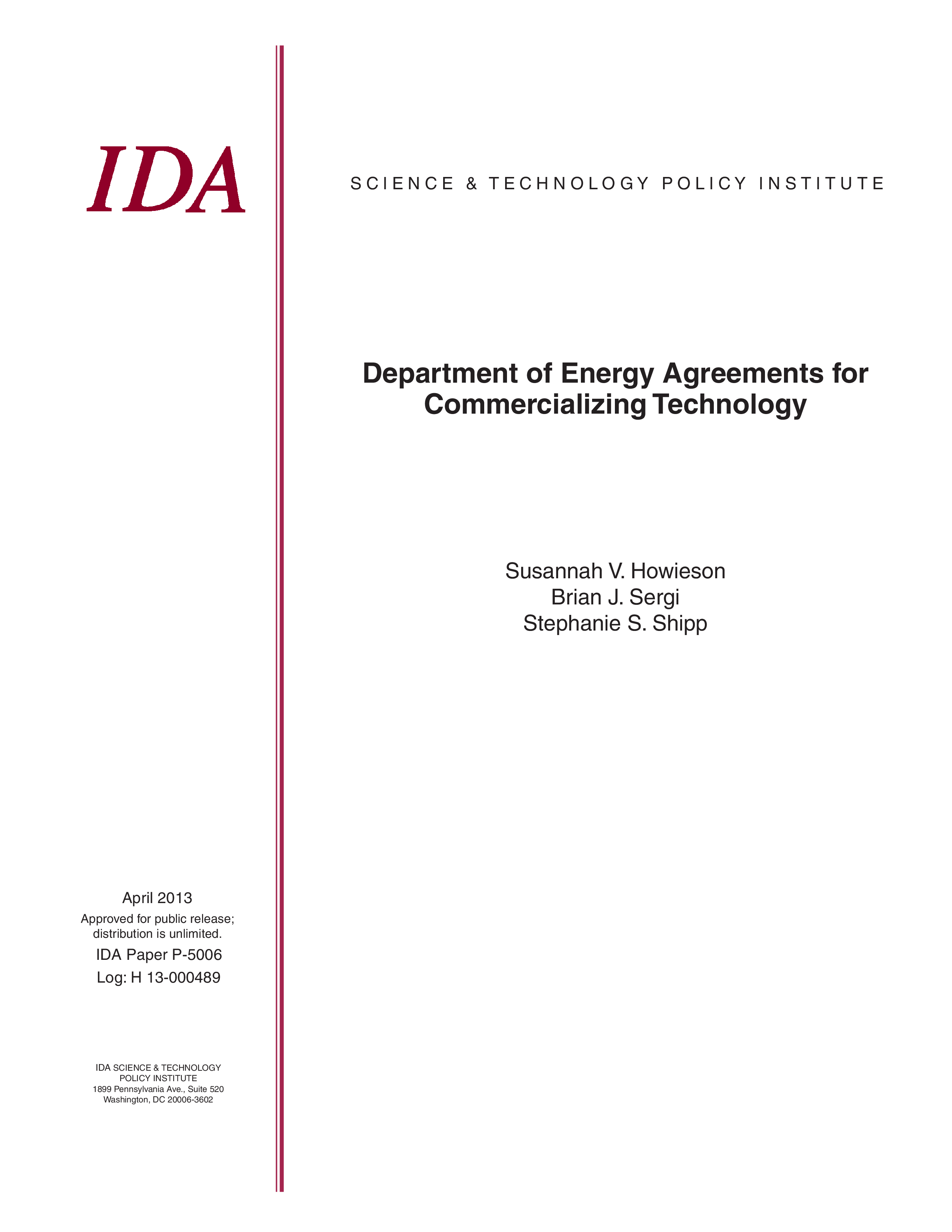 Department of Energy Agreements for Commercializing Technology