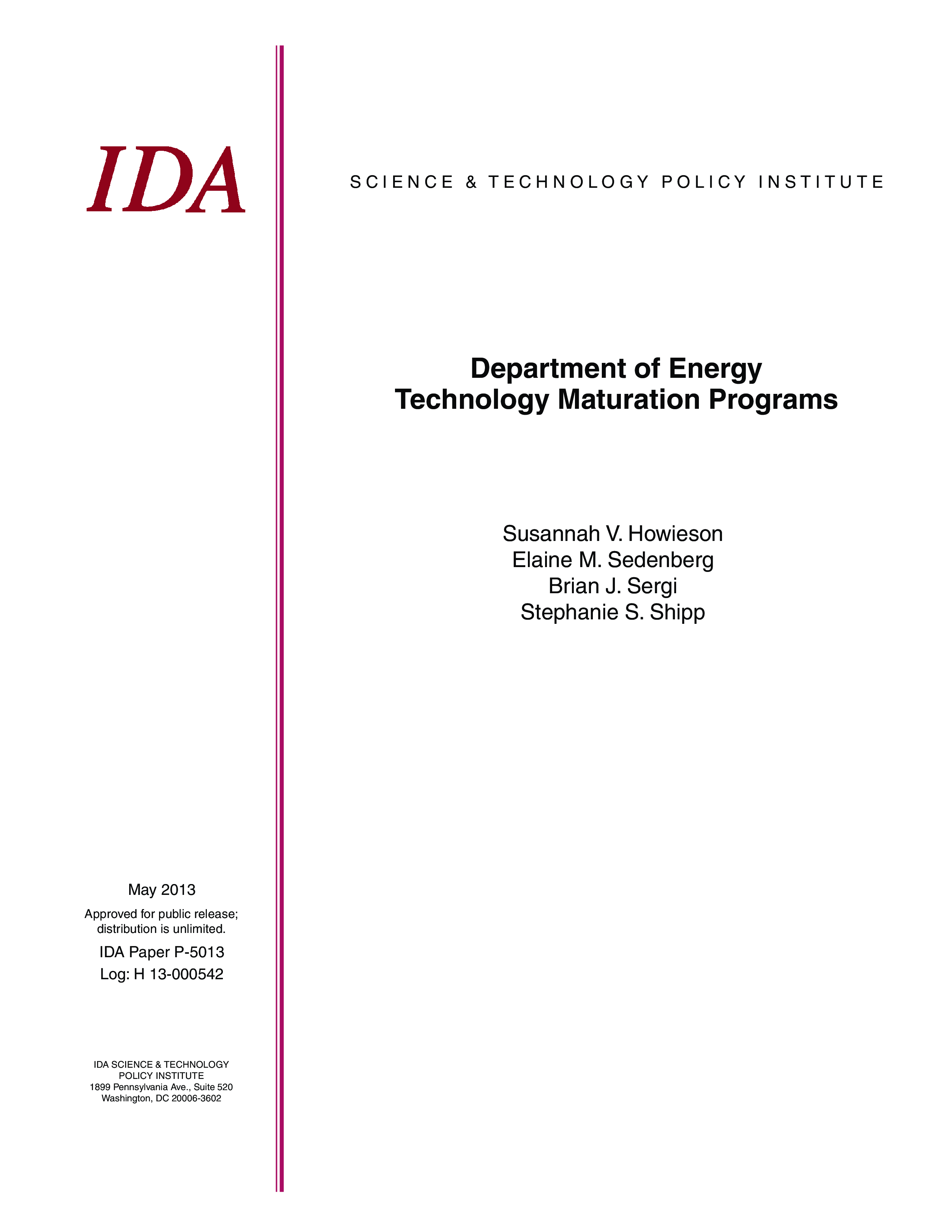 Department of Energy Technology Maturation Programs
