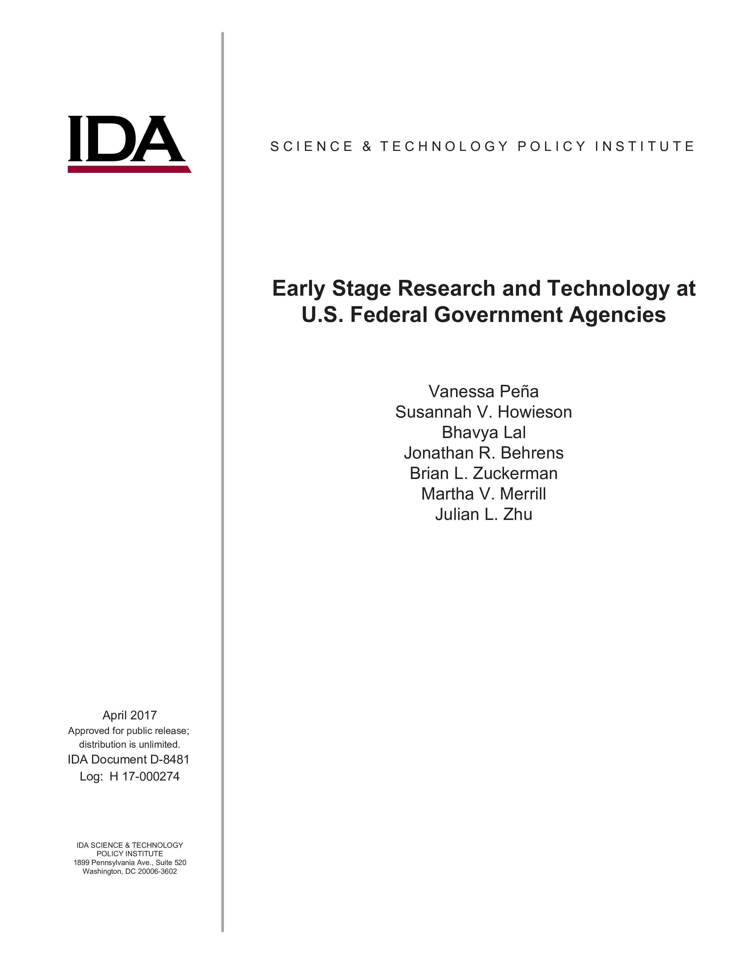 Early Stage Research and Technology at U.S. Federal Government Agencies