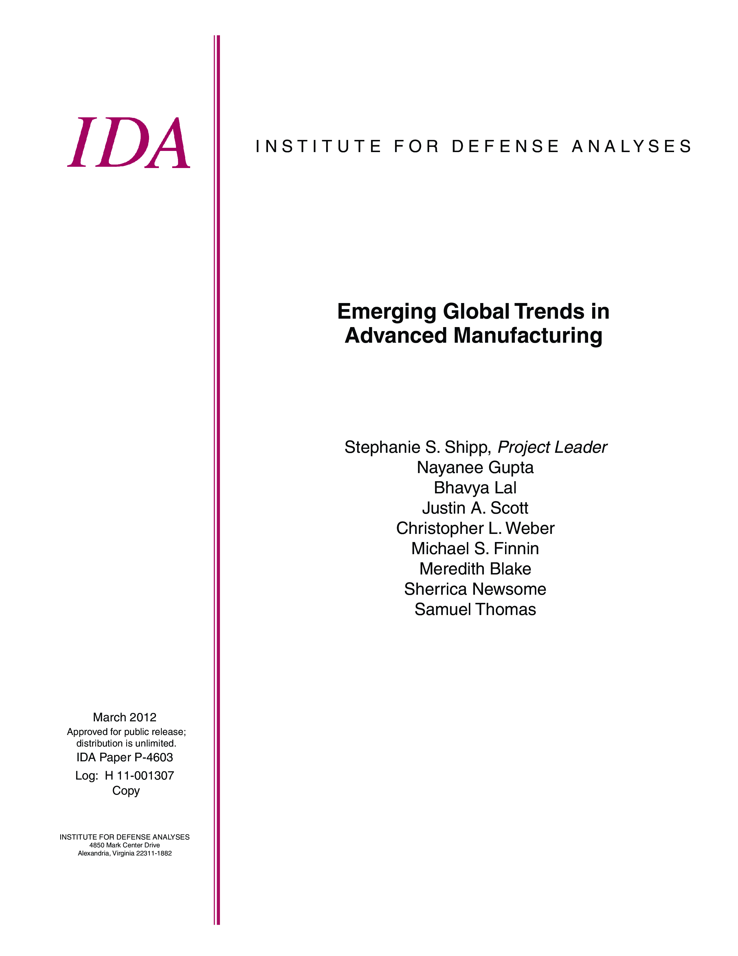 Emerging Global Trends in  Advanced Manufacturing