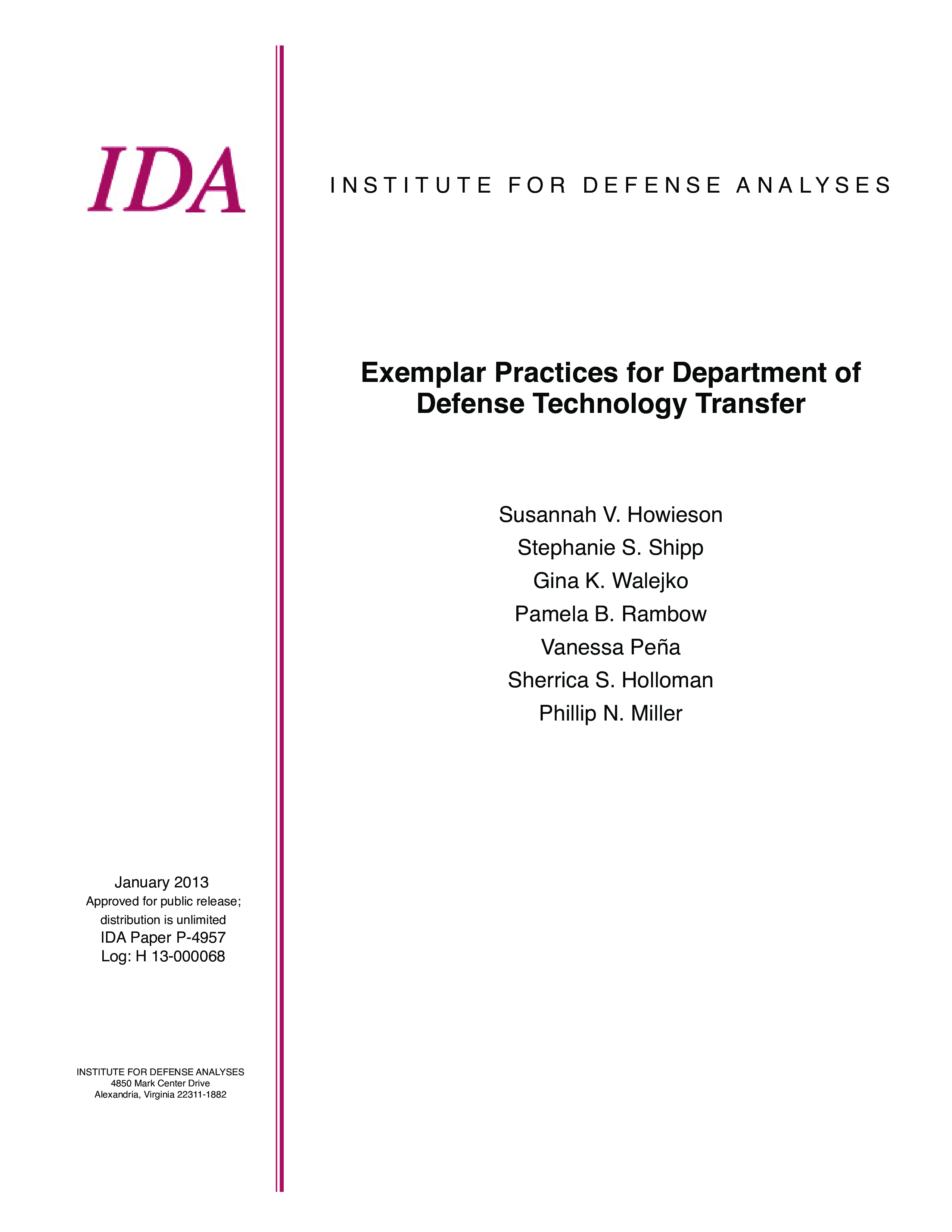 Exemplar Practices for Department of Defense Technology Transfer