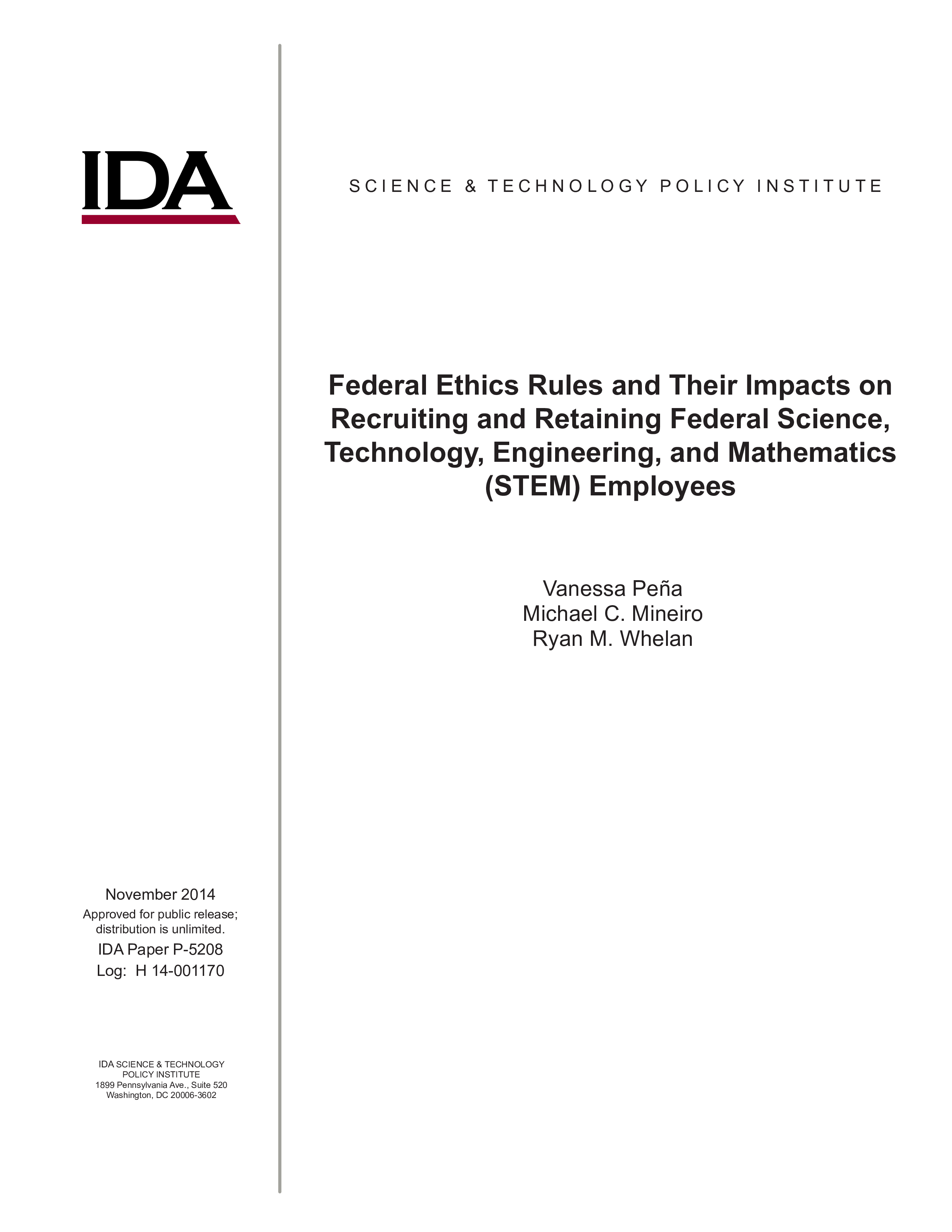 Federal Ethics Rules and Their Impacts on  Recruiting and Retaining Federal Science, Technology, Engineering, and Mathematics (STEM) Employees