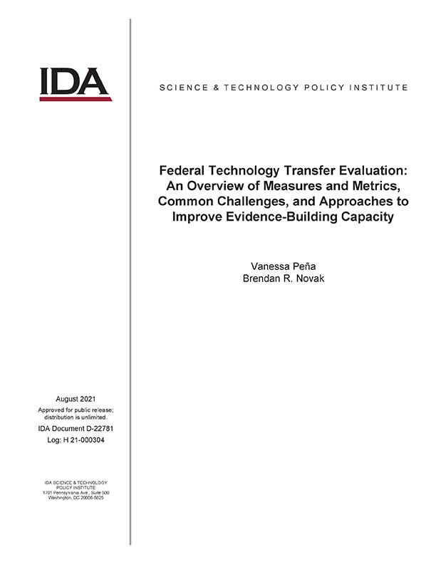 document cover thumbnail, Federal Technology Transfer Evaluation: An Overview of Measures and Metrics, Common Challenges, and Approaches to Improve Evidence-Building Capacity