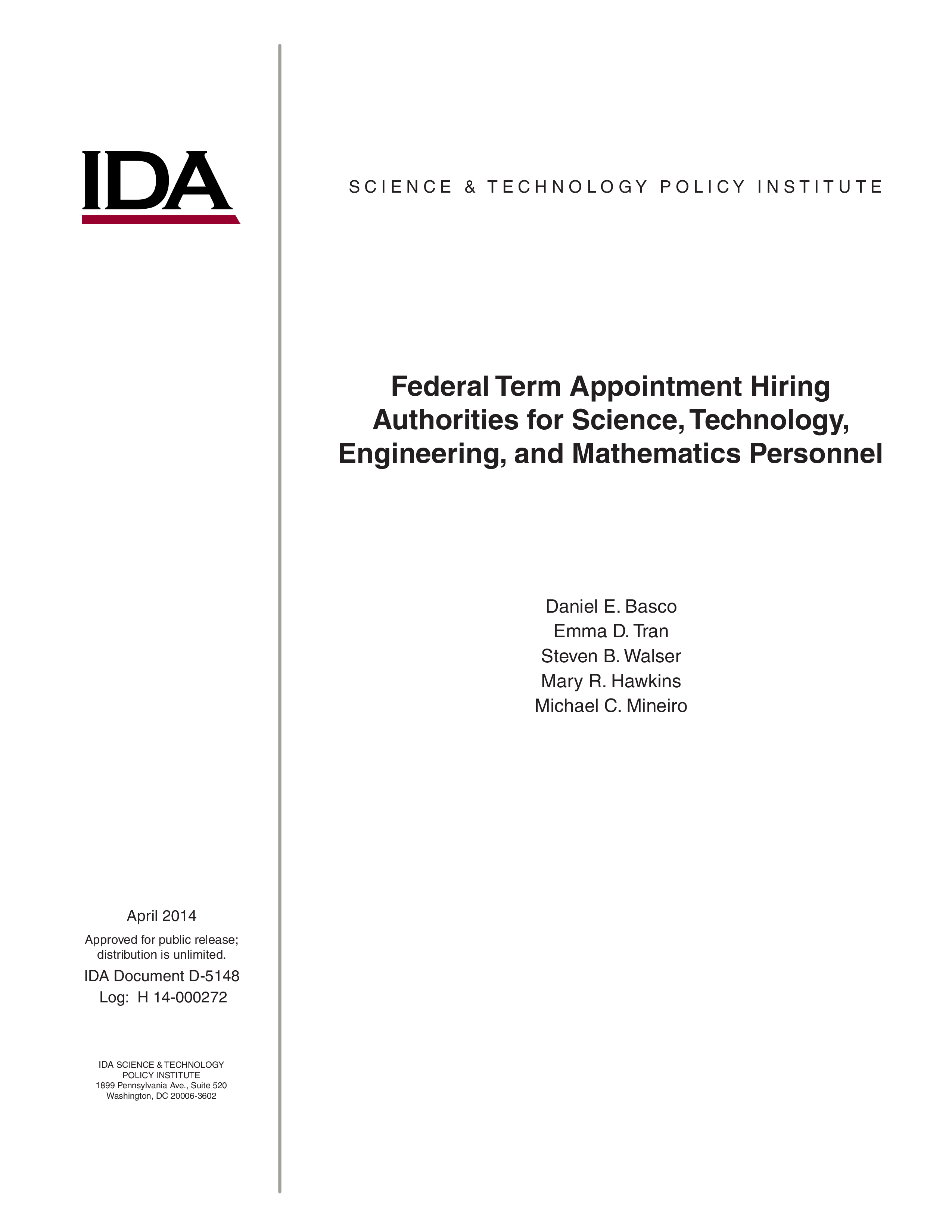 Federal Term Appointment Hiring Authorities for Science, Technology, Engineering, and Mathematics Personnel