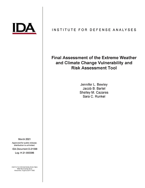 document cover, Final Assessment of the Extreme Weather and Climate Change Vulnerability and Risk Assessment Tool