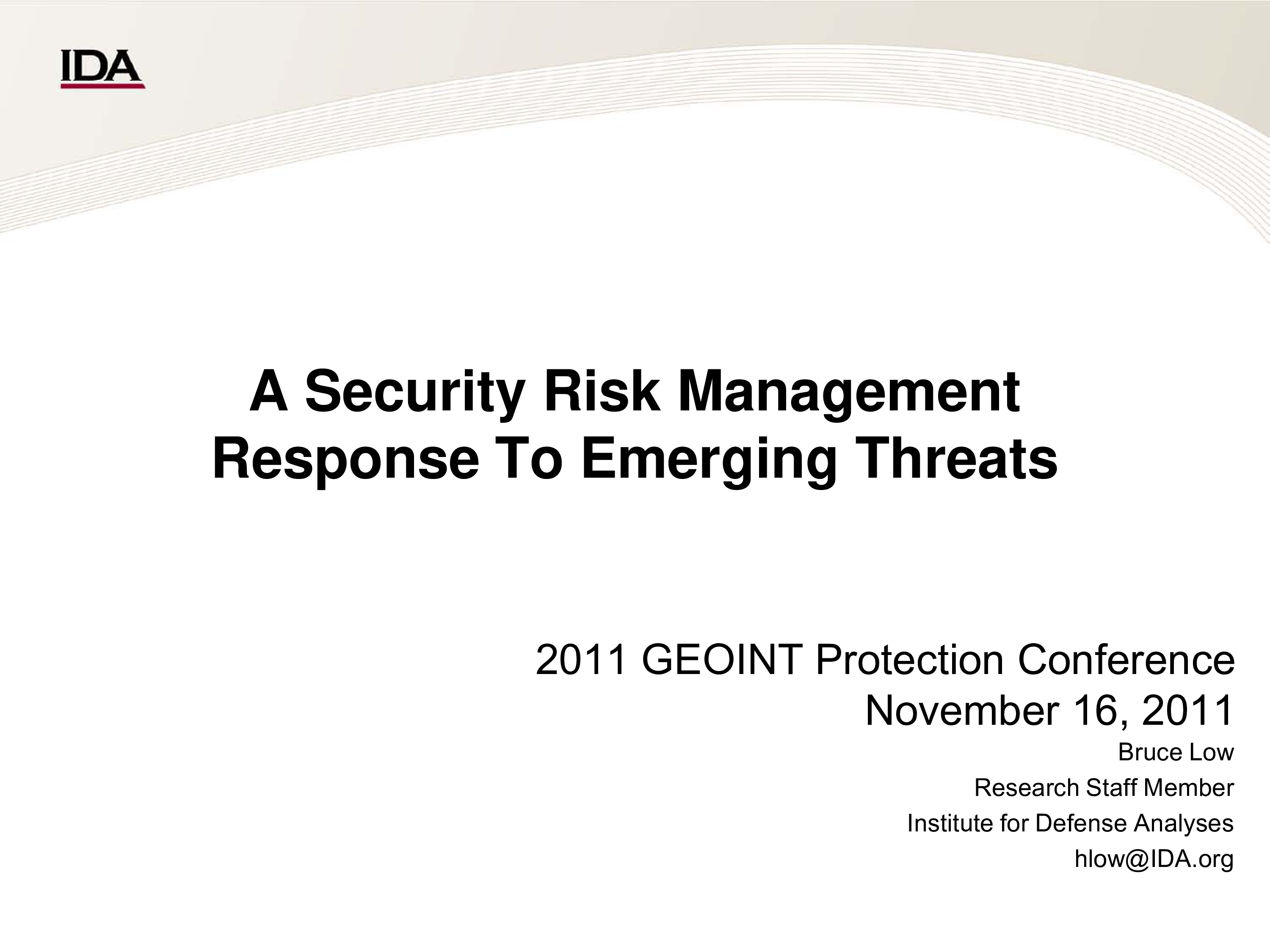 A Security Risk Management Response to Emerging Threats