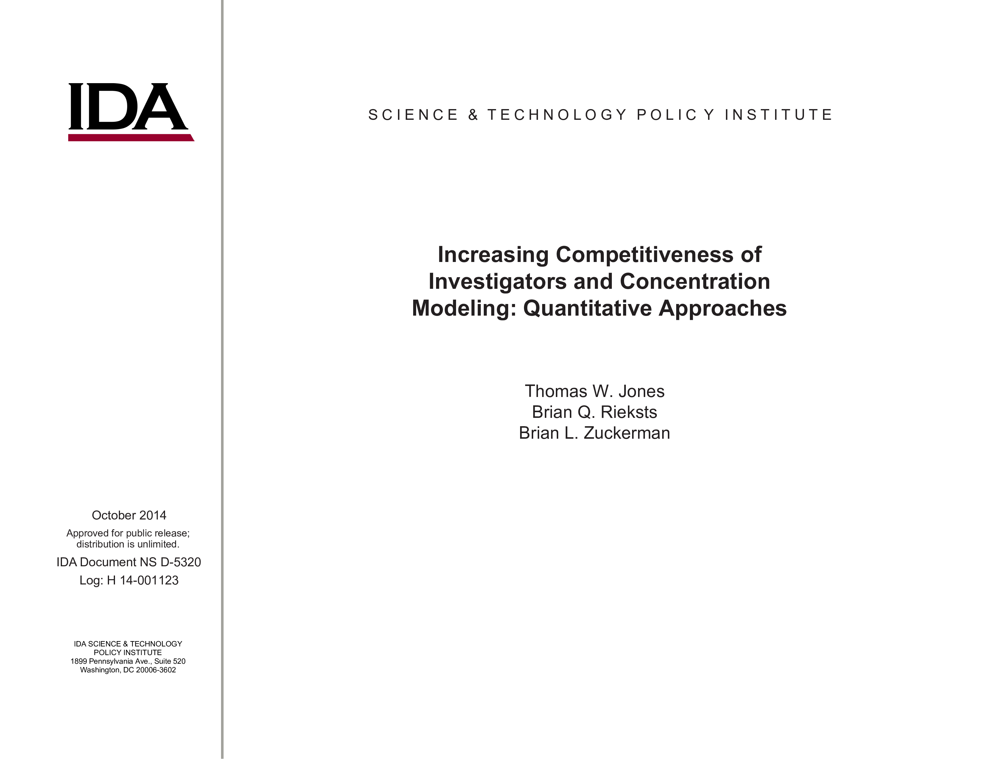 Increasing Competitiveness of Investigators and Concentration Modeling: Quantitative Approaches
