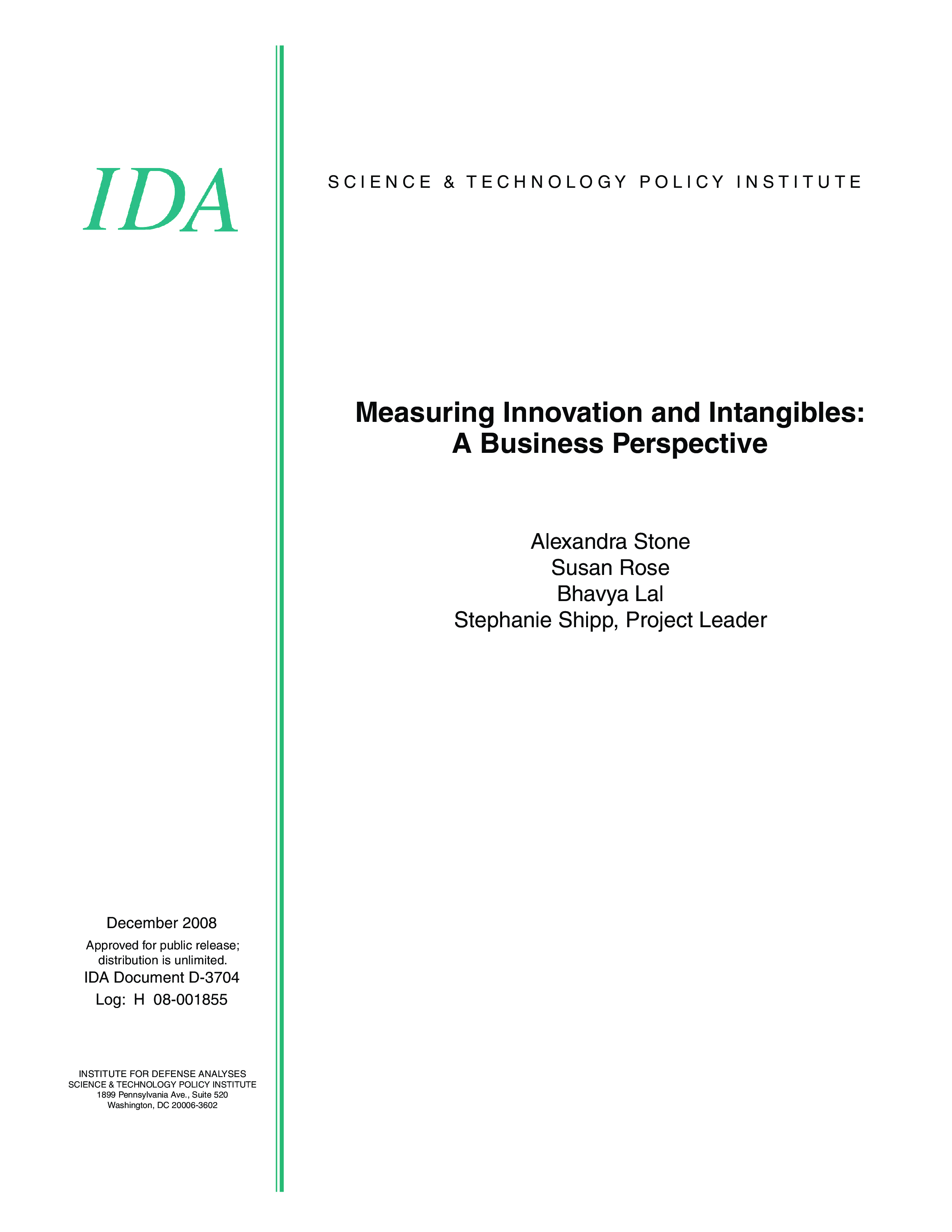 Measuring Innovation and Intangibles: A Business Perspective