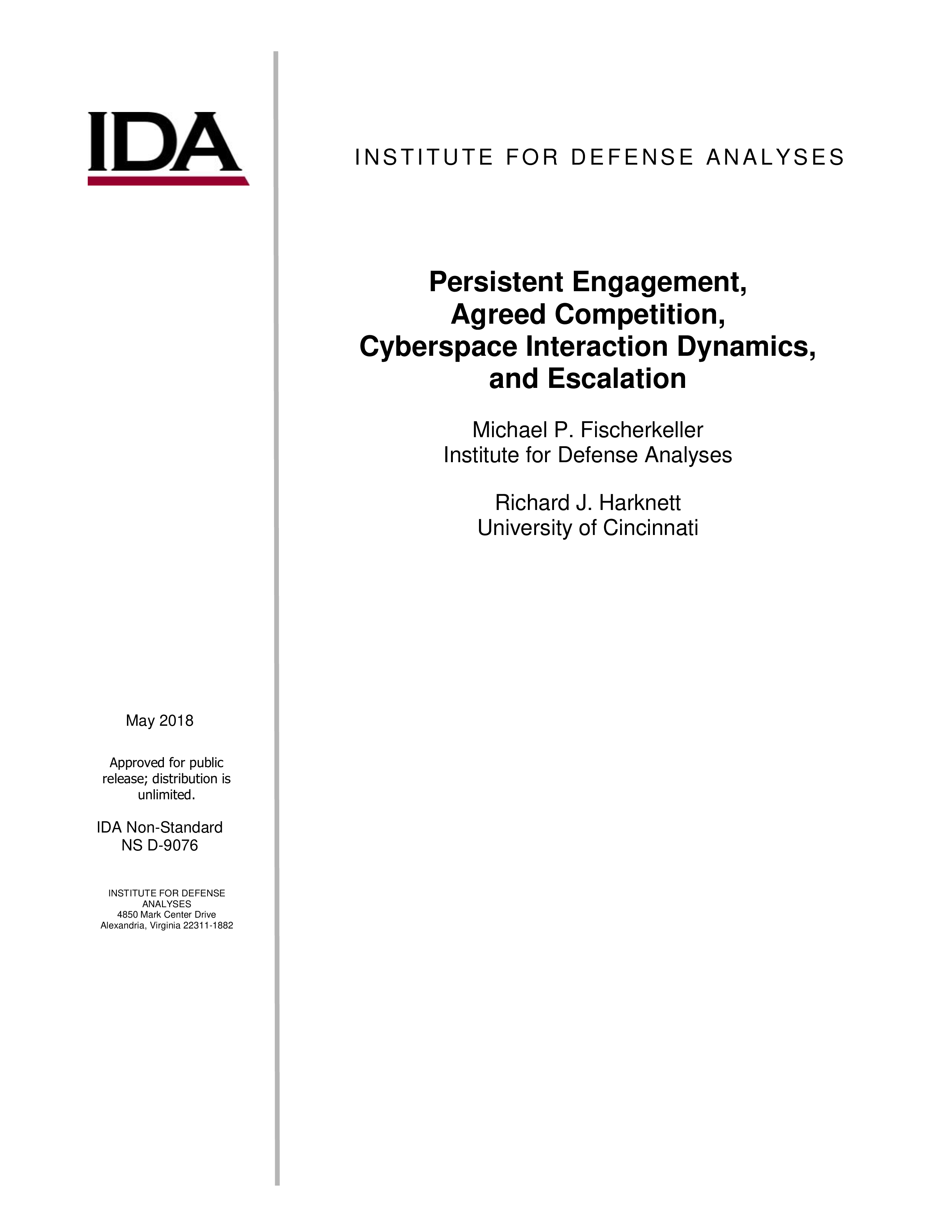 Persistent Engagement, Agreed Competition, Cyberspace Interaction Dynamics, and Escalation