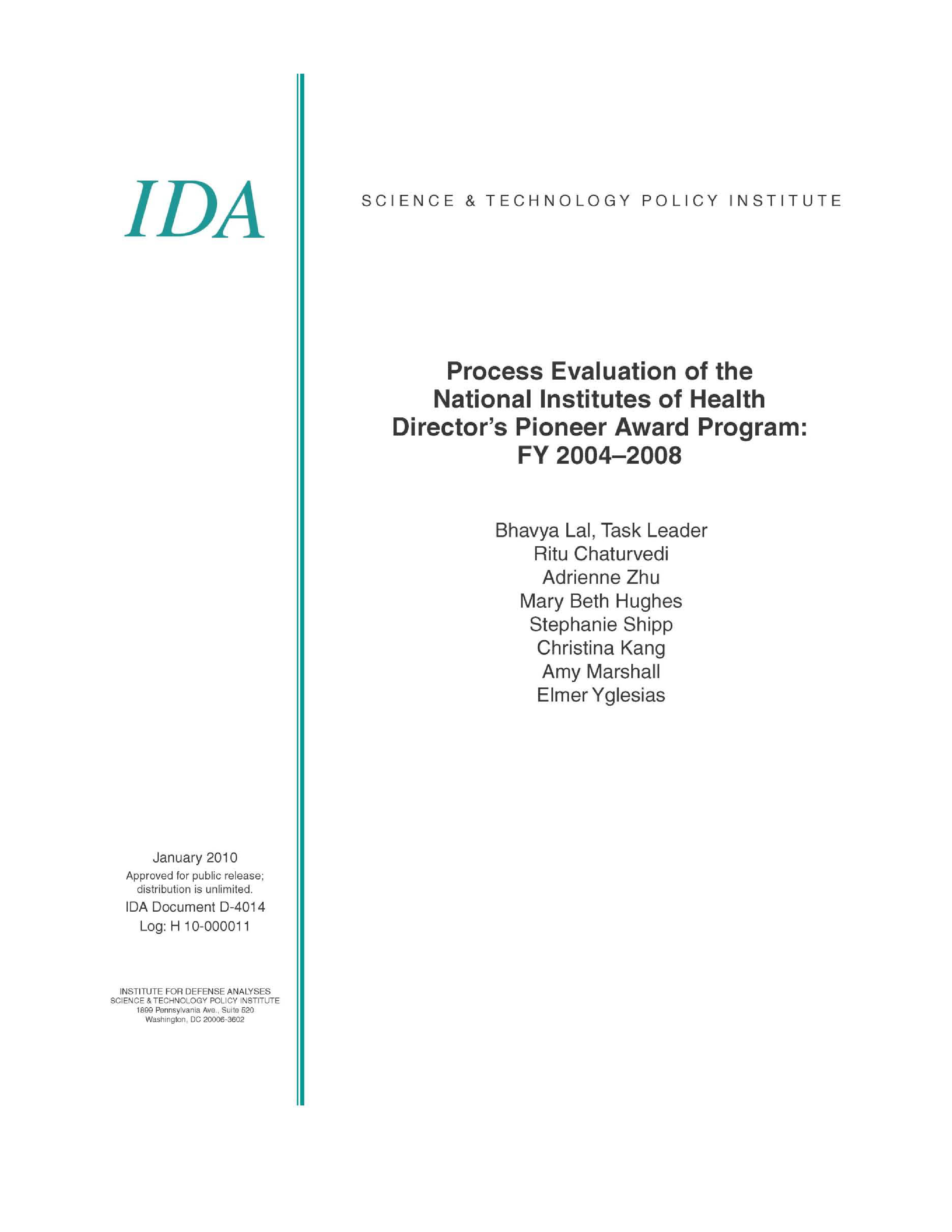 Process Evaluation of the National Institutes of Health Director
