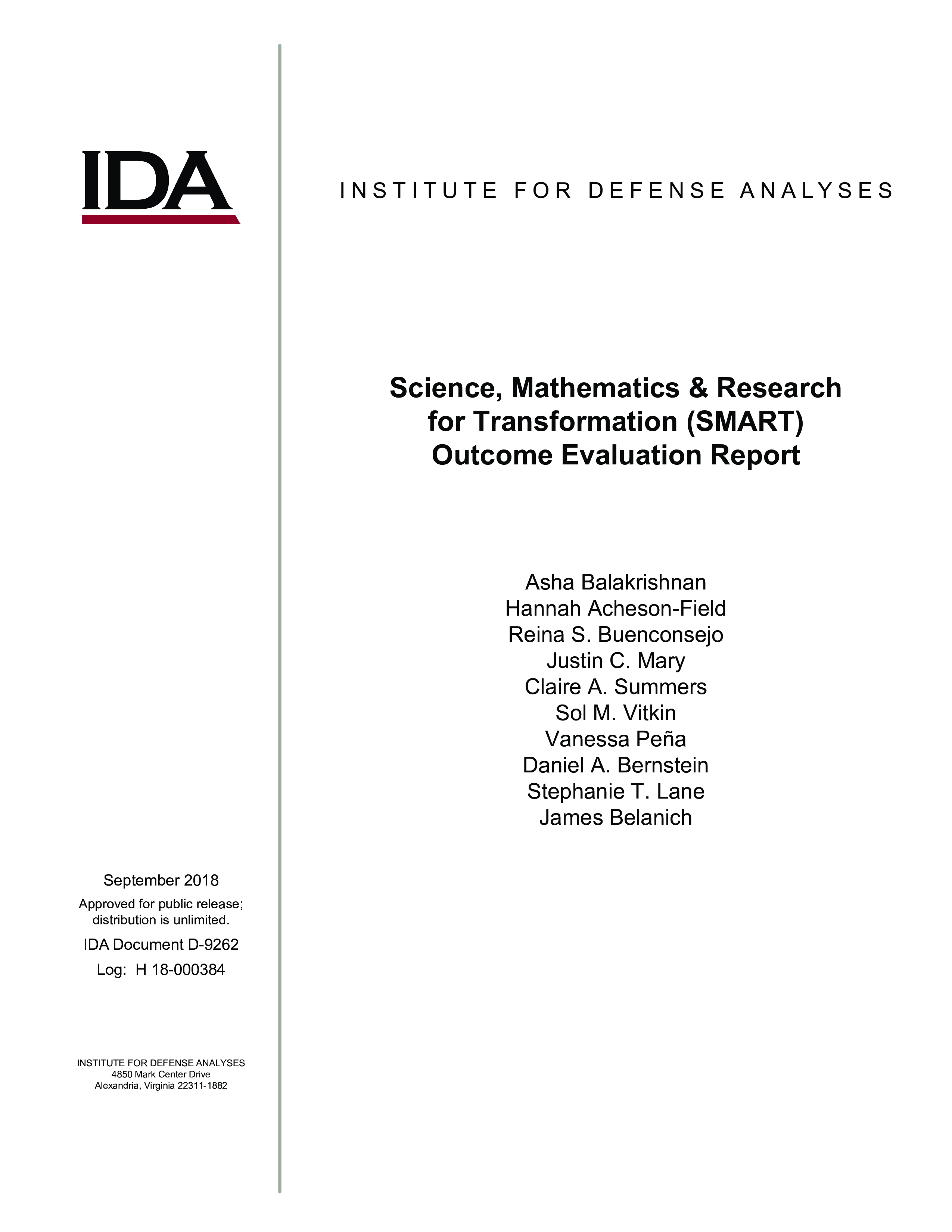 Science, Mathematics & Research for Transformation (SMART) Outcome Evaluation Report