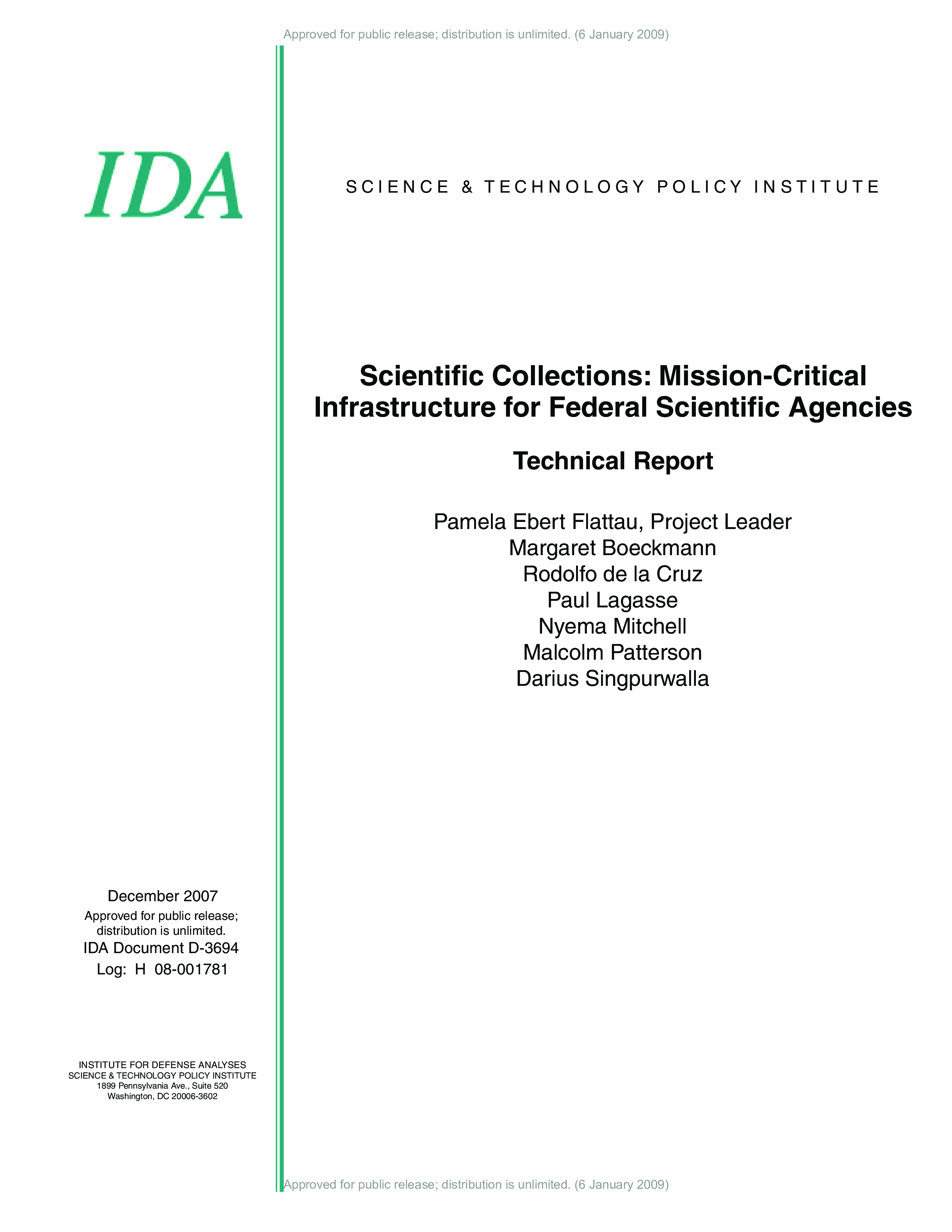 Scientific Collections: Mission-Critical Infrastructure for Federal Scientific Agencies: Technical Report cover image