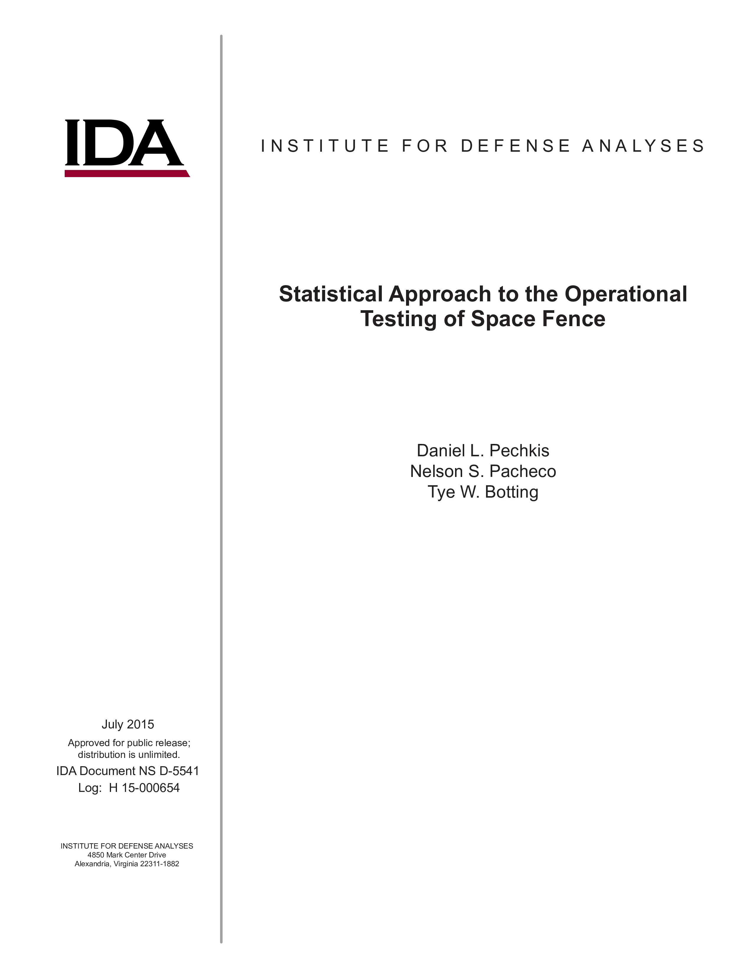 Statistical Approach to the Operational Testing of Space Fence cover image