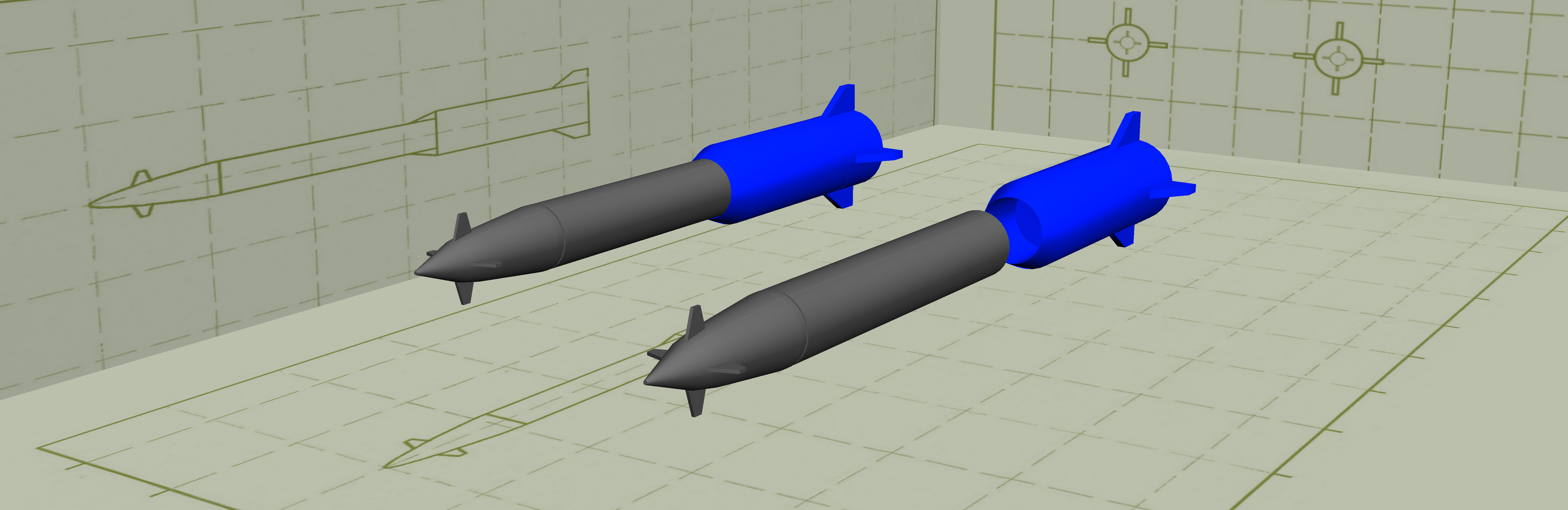 Graphic, 3D model of missiles