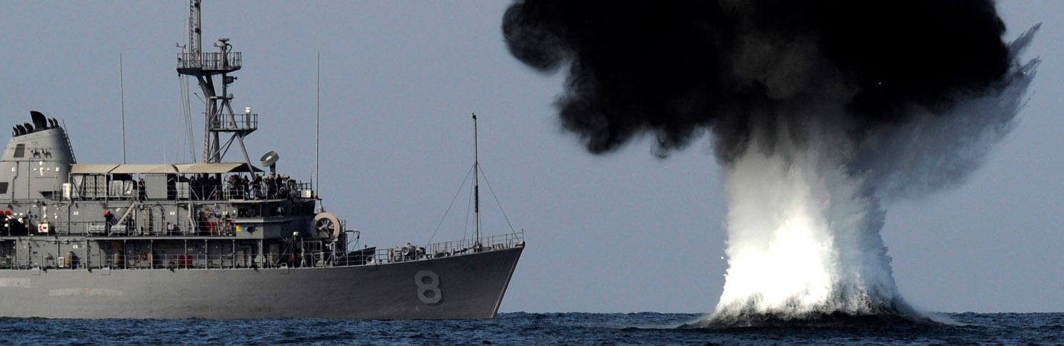 Photo,) A demolition charge detonates 1,500 meters from Avenger-class mine countermeasures ship USS Scout (MCM 8), DVIDS